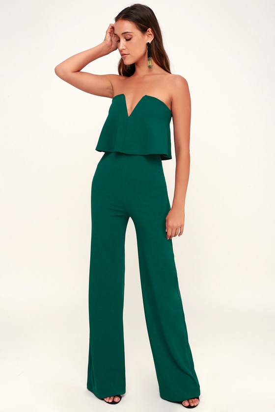 Sexy Green Jumpsuit - Strapless ...
